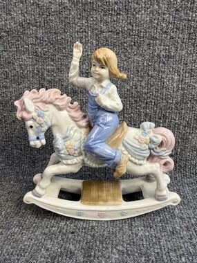 Vintage Paul Sebastian 1991 Porcelain “Girl On Rocking Horse” Figurine